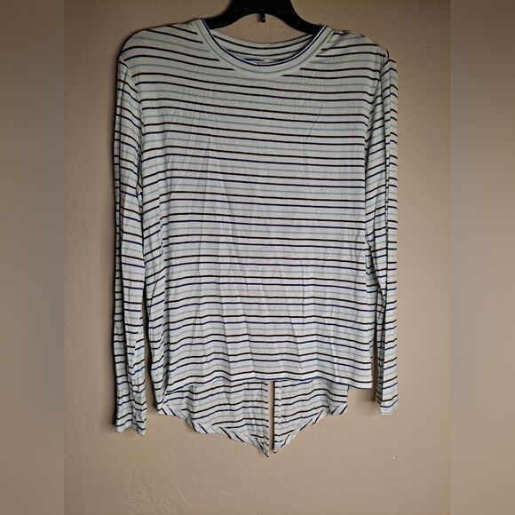 NWT ADDISON BAY Tie Back Long Sleeve Multi Stripe Blue Various sizes - Picture 1 of 10
